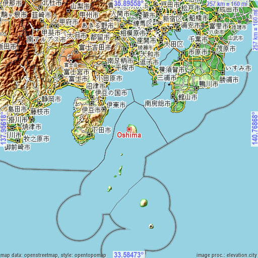 Topographic map of Ōshima