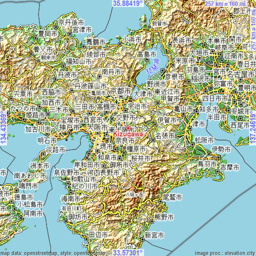 Topographic map of Kizugawa