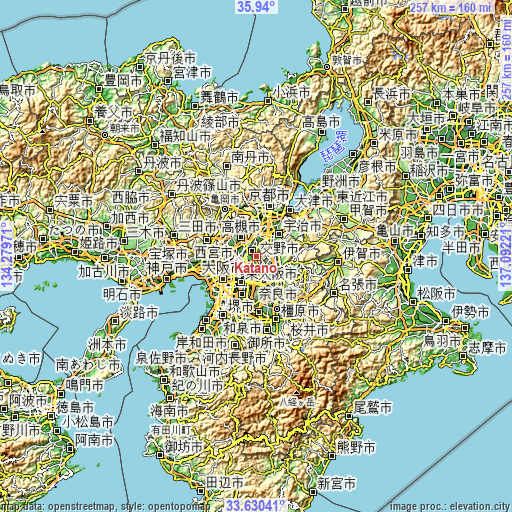 Topographic map of Katano