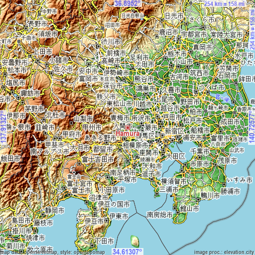 Topographic map of Hamura