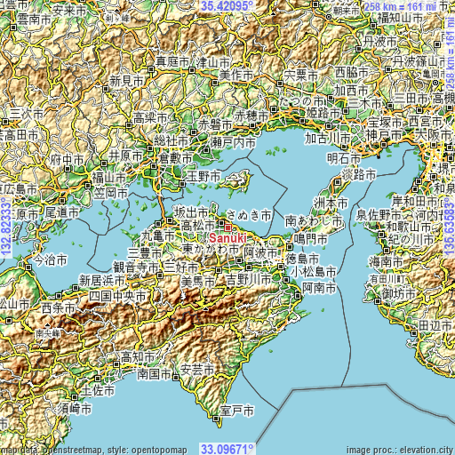Topographic map of Sanuki