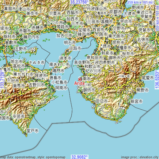 Topographic map of Arida