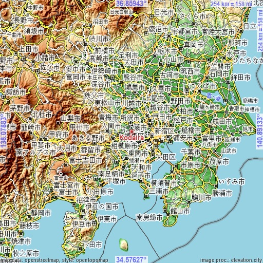 Topographic map of Kodaira