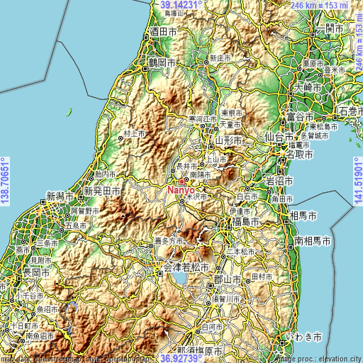 Topographic map of Nanyō