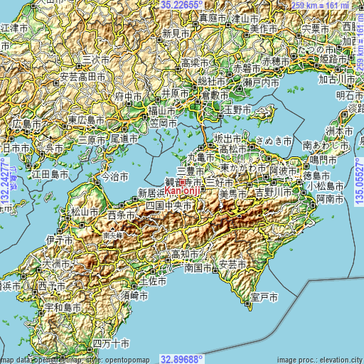 Topographic map of Kan’onji