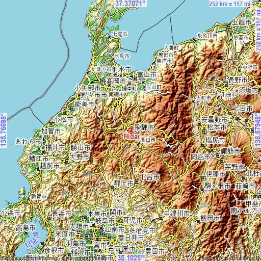 Topographic map of Hida