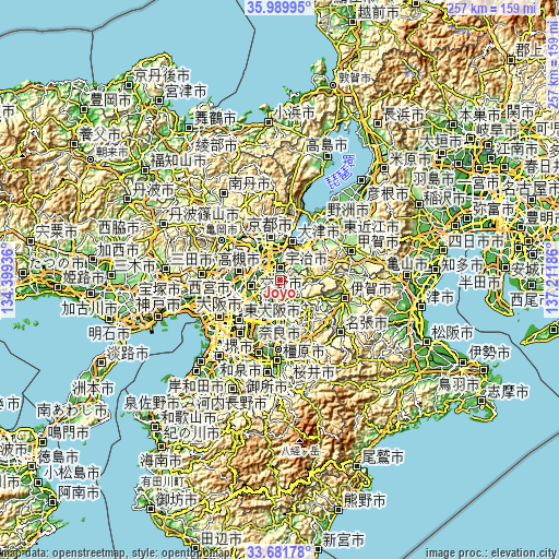 Topographic map of Jōyō