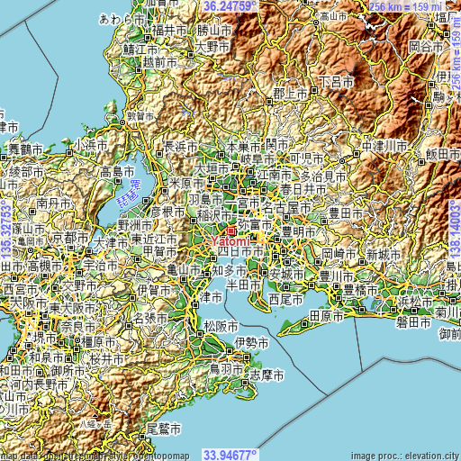 Topographic map of Yatomi