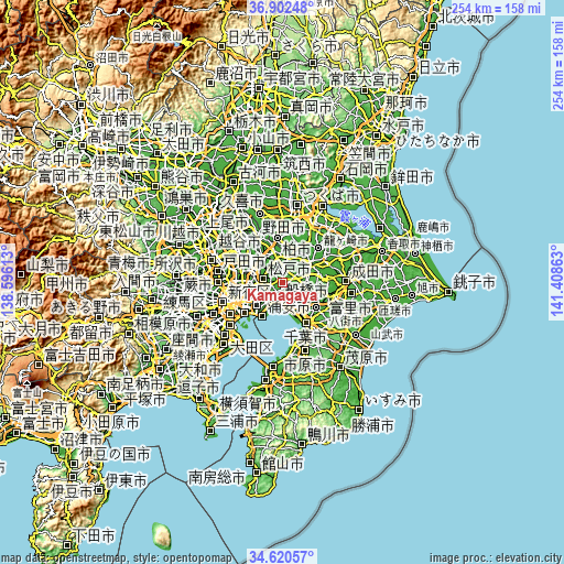 Topographic map of Kamagaya