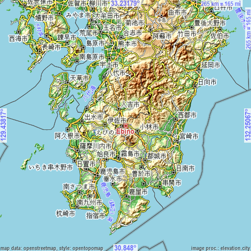 Topographic map of Ebino