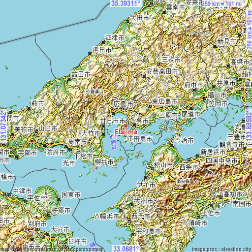 Topographic map of Etajima