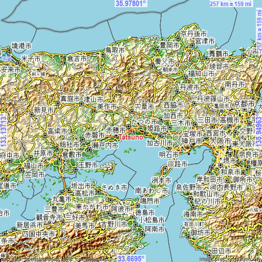 Topographic map of Tatsuno