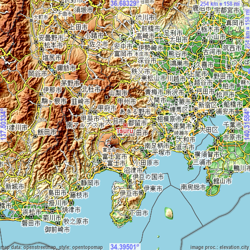Topographic map of Tsuru