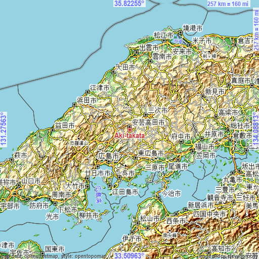 Topographic map of Aki-takata