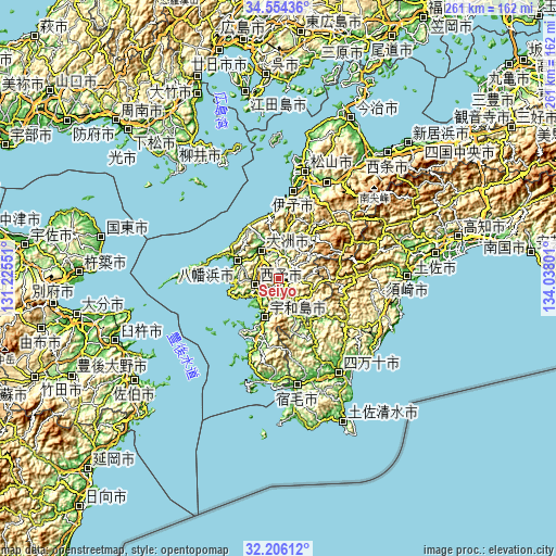 Topographic map of Seiyo