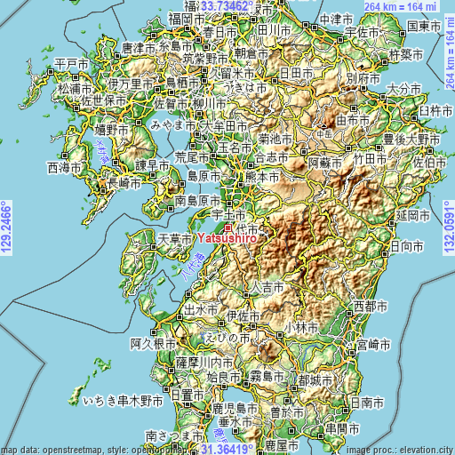 Topographic map of Yatsushiro