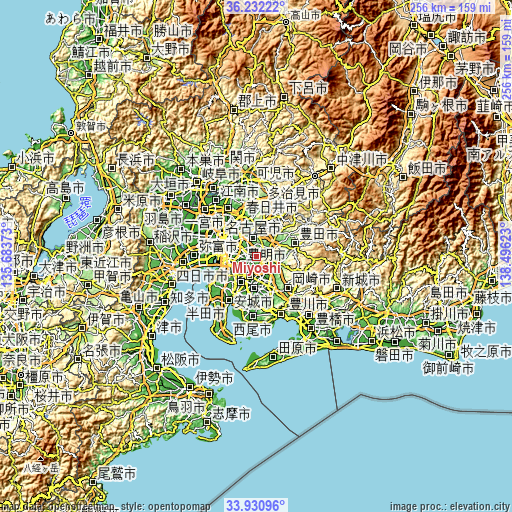 Topographic map of Miyoshi
