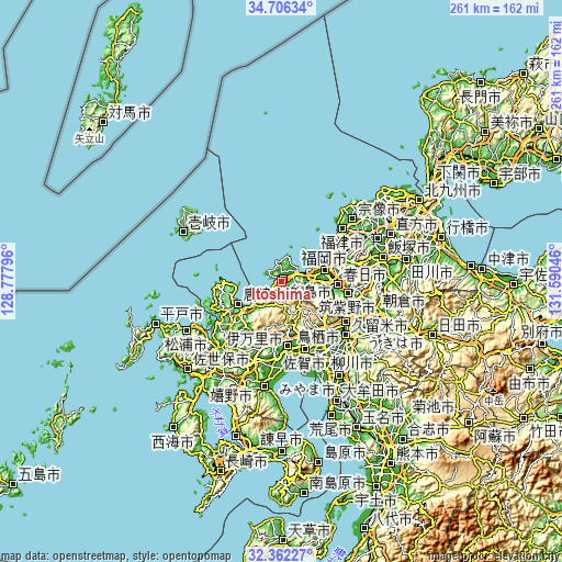 Topographic map of Itoshima