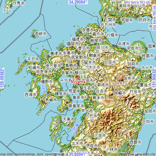 Topographic map of Miyama