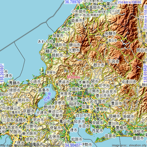 Topographic map of Motosu