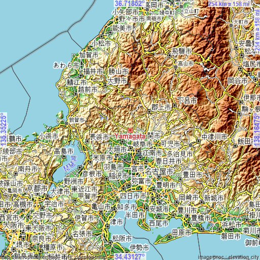Topographic map of Yamagata