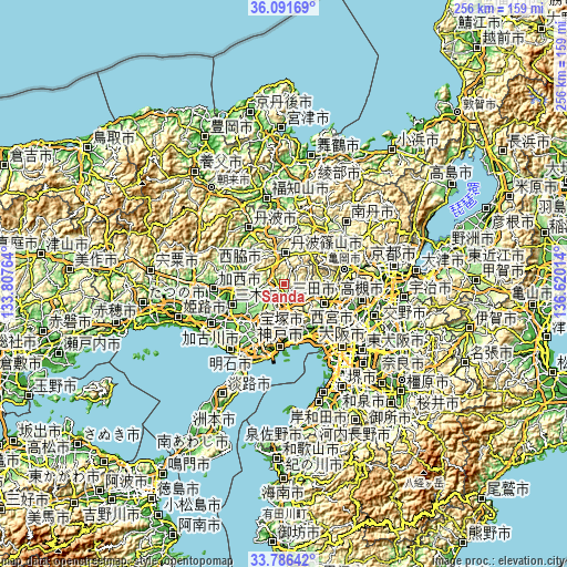 Topographic map of Sanda