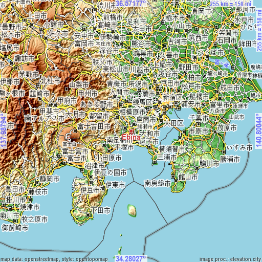 Topographic map of Ebina