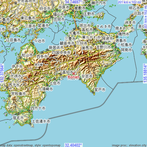 Topographic map of Kōnan