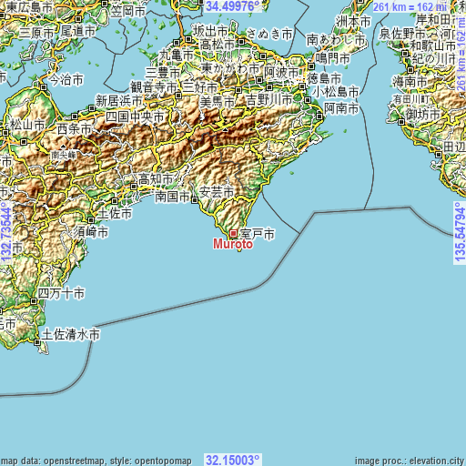 Topographic map of Muroto