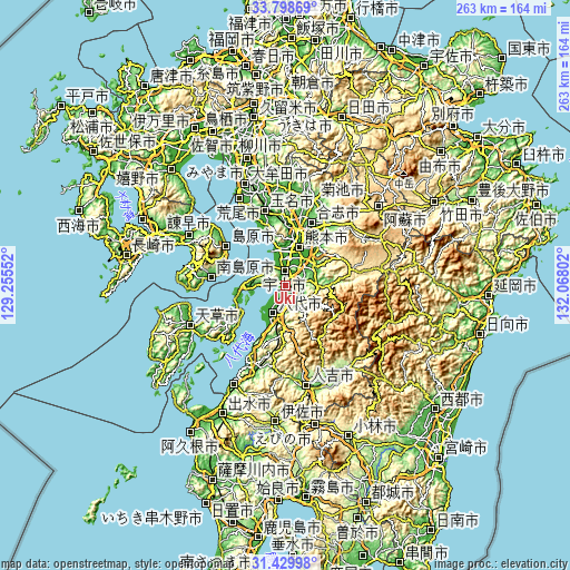 Topographic map of Uki