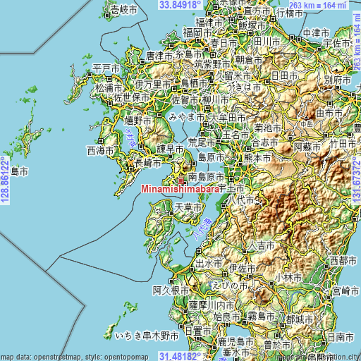 Topographic map of Minamishimabara