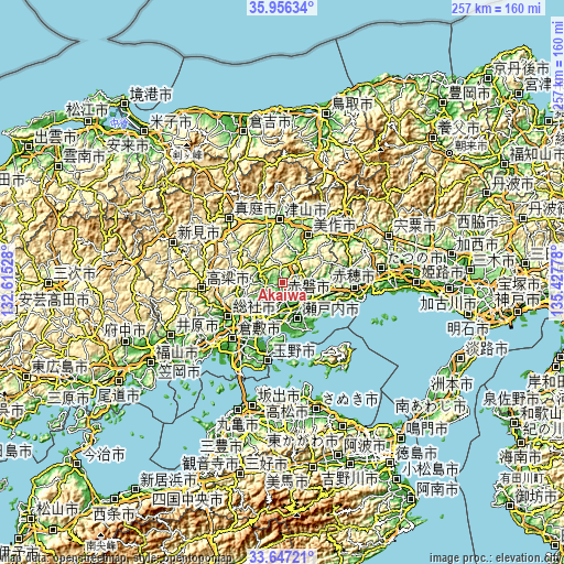 Topographic map of Akaiwa