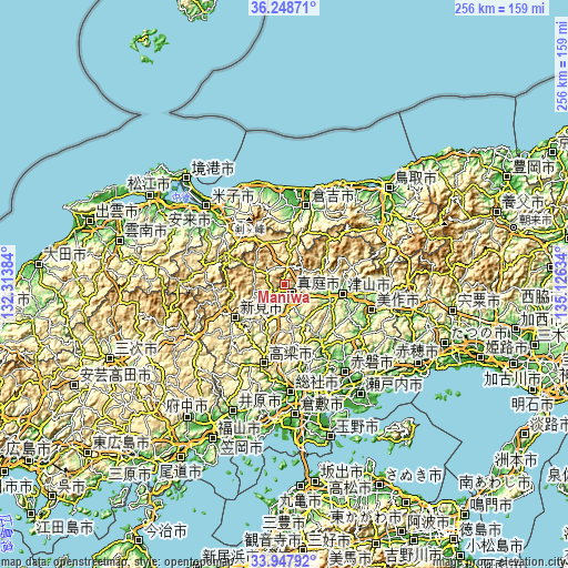 Topographic map of Maniwa