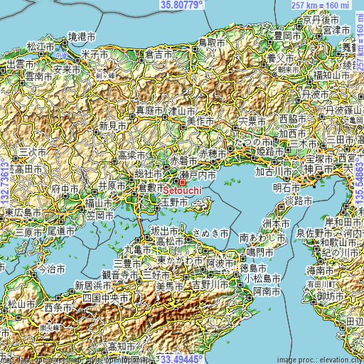 Topographic map of Setouchi