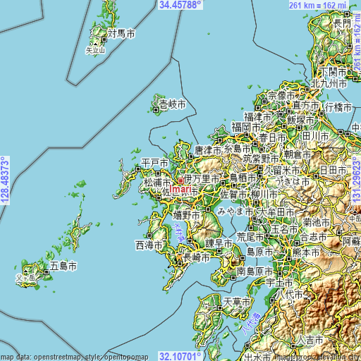 Topographic map of Imari