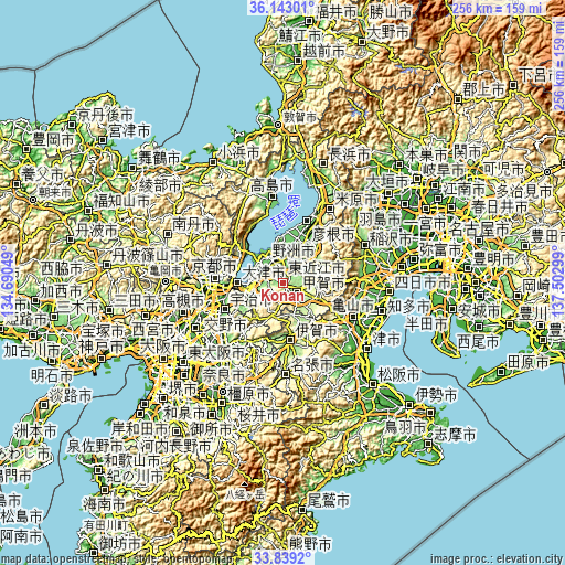 Topographic map of Konan