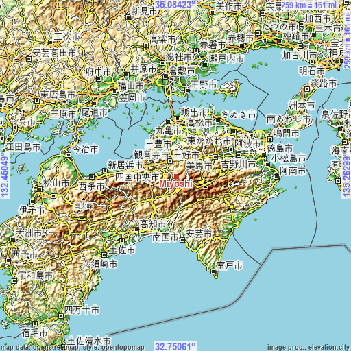 Topographic map of Miyoshi