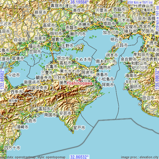Topographic map of Yoshinogawa