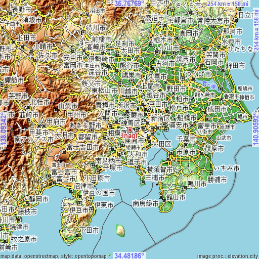 Topographic map of Inagi
