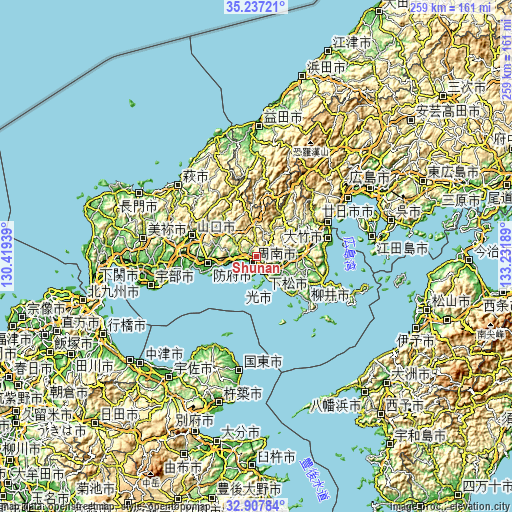 Topographic map of Shūnan