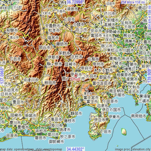 Topographic map of Chūō