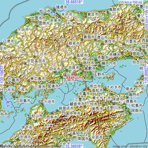 Topographic map of Asakuchi