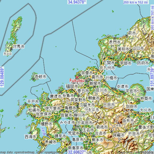 Topographic map of Fukutsu