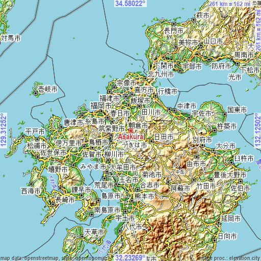 Topographic map of Asakura