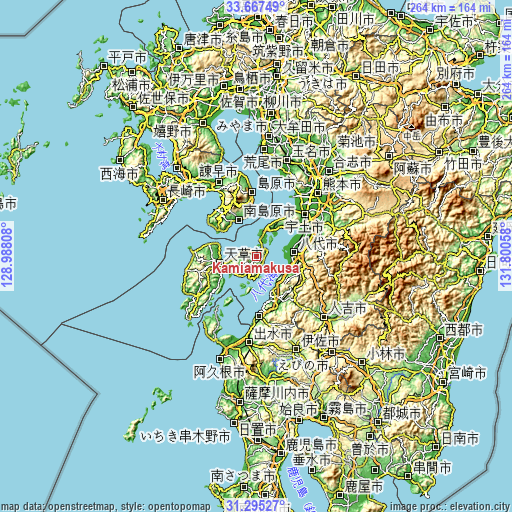 Topographic map of Kamiamakusa