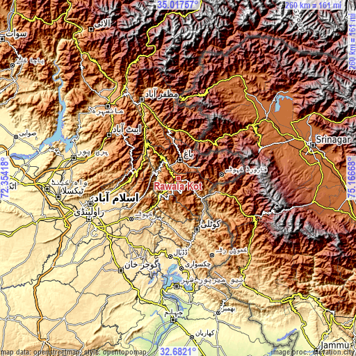 Topographic map of Rawala Kot