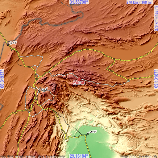 Topographic map of Ziarat
