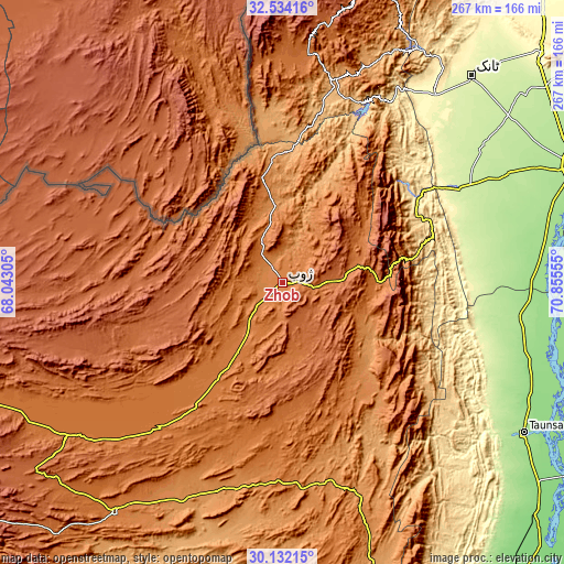Topographic map of Zhob