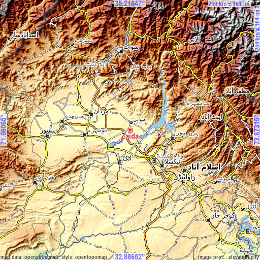 Topographic map of Zaida