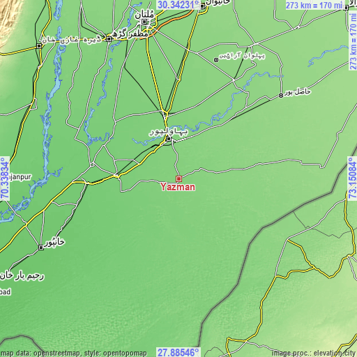Topographic map of Yazman